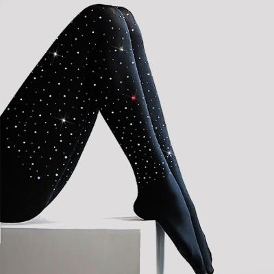 China 2021 sexy netting women plus size DEN Stretchy Bling Crystal ab Autumn Winter Diamond Thick High quality 100 pantyhose faux stone pantyhose for sale