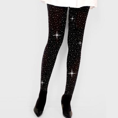 China Net Women Plus Size DEN Stretchy Blingbling Crystal Sequine Autumn Winter Diamond Thick High Quality Pantyhose 100 Size Rhinestone Tights for sale