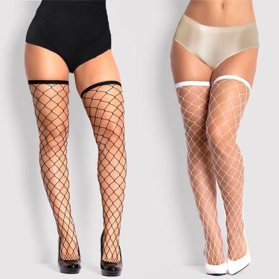 China Nylon Sexy Bowknot Plus Size Hollow Out High Waist Garter Belt Thigh Highs Mesh Net Lace Stocking Pantyhose Panties Black for sale