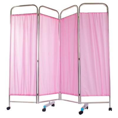 China Contemporary Hospital 4 Screen Stainless Steel Medical Room Fold Screen With Wheels For Hospital Use for sale