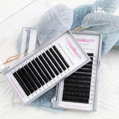 China Softness Silk Wholesale Private Label Eyelash Extensions Light And Soft Dark Black Flat Eyelash Extensions With All Sizes for sale