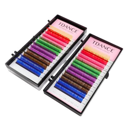 China TDANCE Natural Long Curve All Factory Silk Eyelash Extension/Wholesale Mixed Color Lashes Lashes Extensions for sale