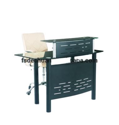 China Modern Adjustable Office Front Entry (Height) Glass Reception Table For Sale for sale