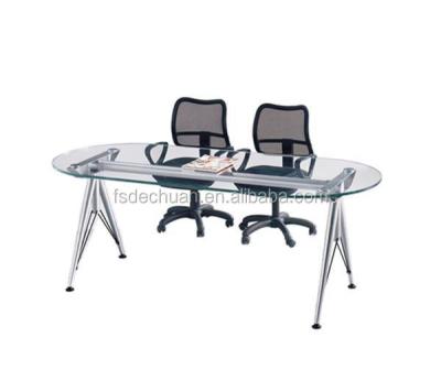 China Custom Adjustable Modern Desk Top (Height) Glass Conference Desk Meeting Table / Desk Tempered Glass for sale