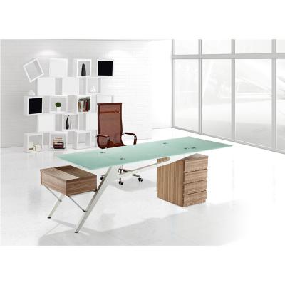 China Foldable Hot Sale MDF Furniture Hot Sale Table Top Iron Leg Glass Desk for sale