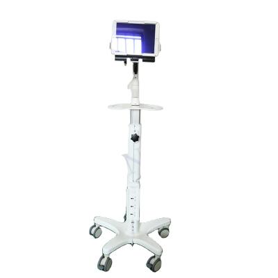 China Height Adjustment Laptop Trolley Medical Workstation Easy Clean Pneumatic Lift Medical Rolling Stand for sale