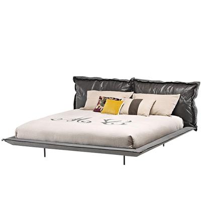 China Top layer imported whip master bedroom 1.8m minimalist industrial single leather bed style double bed for sale