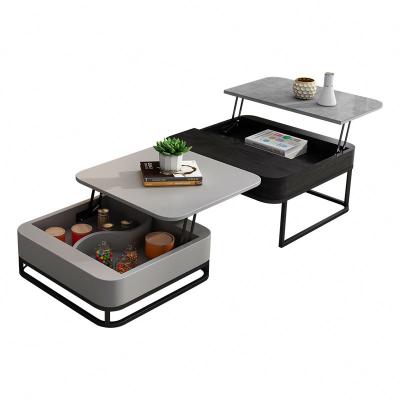 China Living Room Furniture Metal Foot Storage Function Modern Extendable Living Room Coffee Tables Wooden Adjustable for sale