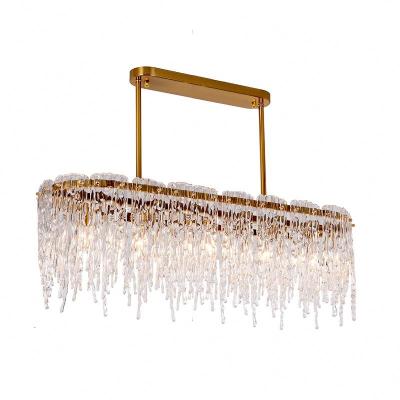 China CowKing Modern Popular Fancy Luxury Rectangular Led Crystal Pendant Lights For Home Crystal Chandeliers for sale