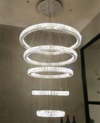 China Modern Wholesale Round Ring Led Chandelier Beautiful Living Room Luxury Hotel Leaded Crystal Chandelier for sale