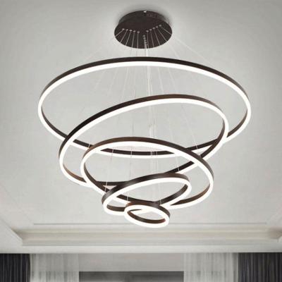 China Modern Factory Wholesale Single Acrylic Ring Chandelier Multi-round Chandelier Dining Room LED Chandelier for sale