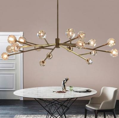 China 2022 CowKing style New Minimalist LED Light Luxury Home Decoration Crystal Glass Ball Chandelier Small for sale