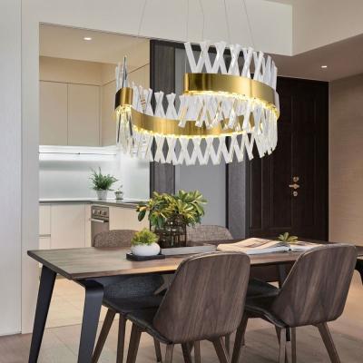 China Modern Cowking China Made Modern Brushed Metal 60W LED Crystal Half Round Ceiling Gold Chandelier for sale