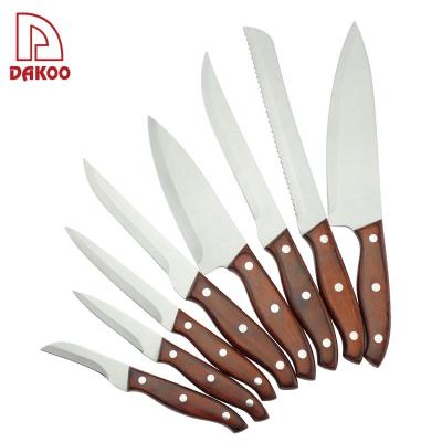 China Pakka Wood Handle Stainless Steel Knife Set With Magnetic Knife Block for sale