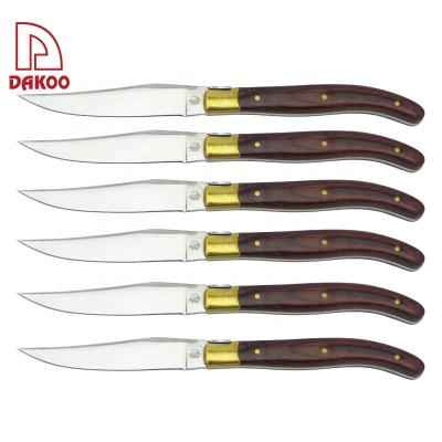 Cina Custom 6 Pcs Steak Stainless Steel Knife Set With Pakka Wood Handle For Gift in vendita