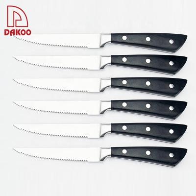 China Custom 4.5 Inch Kitchen Knife Set Stainless Steel 6 Piece Steak knife set with Pakka wood Handle for sale