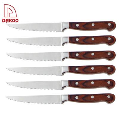 China Pakka Stainless Steel Knife Set Wood Forged 6 Pcs Steak With Gift Box zu verkaufen