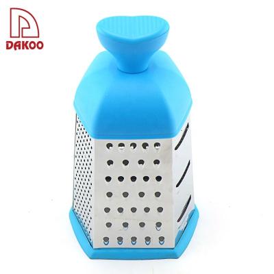 China 6 sizes Sky Blue Slicer Kitchen Vegetable Grater Stainless Steel Multi-functional Handheld Grater box for sale