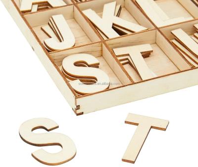 China Europe 2 in Wooden Letters with Storage Tray for Crafts Wooden Alphabet ABCs for Learning Wall Decor for sale