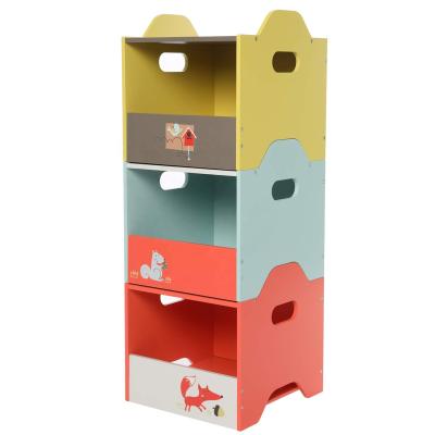 China Child's Toy Organizer from Toy Wooden Storage Cubes Box of Europe Storage Bins and Storage for 1-5 Years 3 Toy Stacking Bins Cube for sale