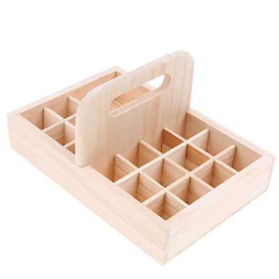 China Europe Wholesale 21 Slots Stand Up Holder Nail Polish Collection Oil Storage Box Essential Oils Display Wooden Organizer for sale