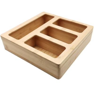 China Hot Selling Europe Amazon Storage Lid Magnetic Storage Box Holders Kitchen Drawer Bamboo Ziplock Bag Organizer for sale