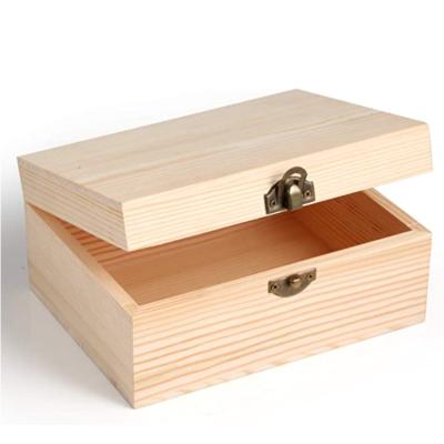 China Europe Wholesales DIY Crafts Hinged Lids Jewelry Box Storage Home Organizer Unpainted Wooden Boxes for sale