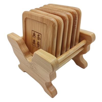 China Europe Wooden Coasters for Drink Coasters Square Bamboo Wood Compostable Insulation Bamboo Coaster Rack for sale