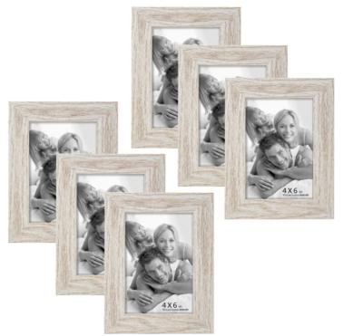 China Europe Wholesale Rustic White Washed Frame Farmhouse Picture Photo Frame 6 Packs for sale