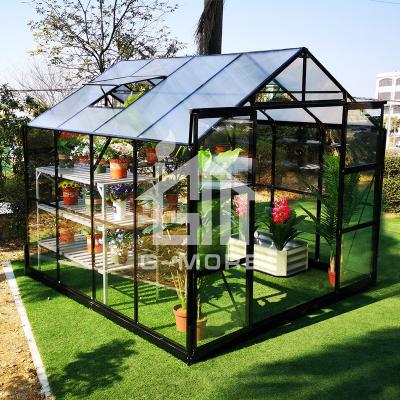 China Easily Assembled G-plus 8' x 8' Cheap Glass Greenhouse For Sale for sale