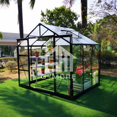 China Easily Assembled G-plus 8' x 6' Cheap Economical Glass Greenhouse For Sale for sale