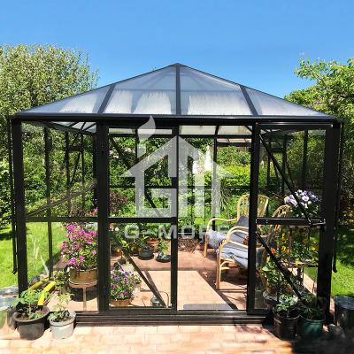 China Easily Assembled G-Plus Luxury Aluminum Glass Greenhouse Gazebo 10' X 10' for sale