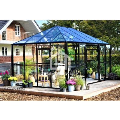 China Luxury Royal Park Gazebo Glass Greenhouse G-Plus Easily Assembled 10' X 14' for sale