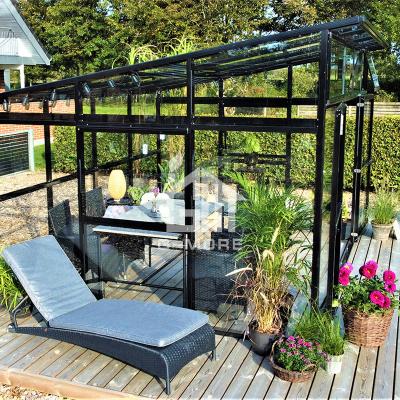 China Easily Assembled Luxury Multifunction Greenhouse 10mm Glass Pavilion 4mm G-plus For Backyard for sale