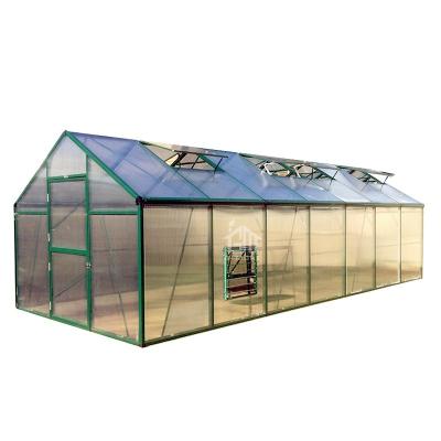 China Easily Assembled G-MORE 4 Season Free Standing 10MM Polycarbonate Greenhouse With 7x3 Extension Kit Dose for sale