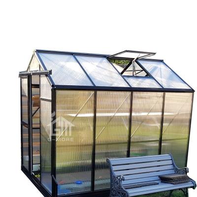 China G-MORE Compact 8MM Polycarbonate Greenhouse Hot Selling Easily Assembled Plastic Greenhouse With Single Door 6'x8 for sale