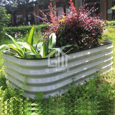 China Modern Garden Beds Raised Metal Garden Bed Galvanized Steel Oval Raised Garden Planters for sale