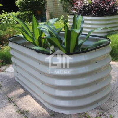 China Garden Bed Modern Outdoor Steel Expanded Sliver 90x90x44CM / Ivory Raised Seed Beds for sale