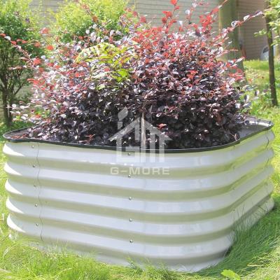 China Modern Outdoor Galvanizing Vegetable Planter 90x120x44cm Iron Garden Flower Beds Oval Raised Garden Beds for sale