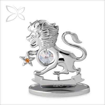 China Europe Crystocraft High Quality Chrome Plated Leo Brilliant Cut Crystals Zodiac Figurine Birthday Gift for sale