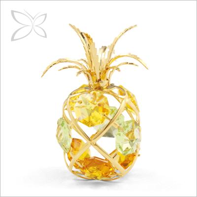 China Europe Crystocraft Gold Plated Metal Pineapple Decorated With Shiny Cut Crystals Decor Home Products for sale