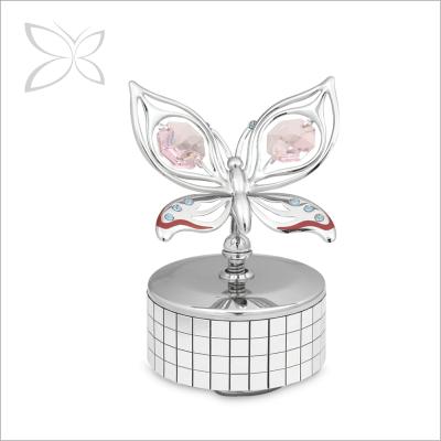 China High Quality Crystocraft Butterfly Metal Decorated With Crystals Shiny Cut Cheap Music Box for sale