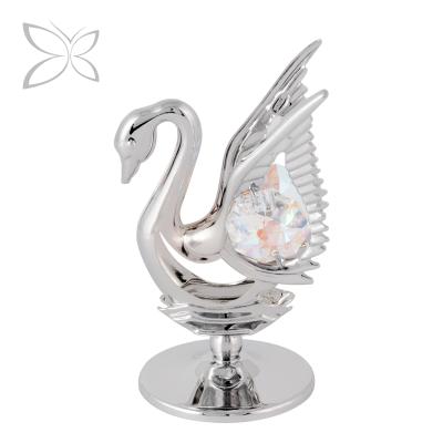 China Europe Crystocraft Chrome Plated Metal Wedding Favor With Shiny Cut Crystals Swan Figurine for sale