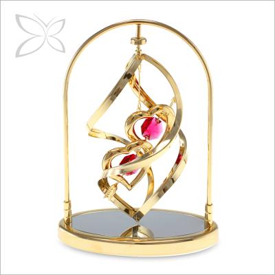 China Europe Crystocraft Gold Plated Metal Spiral Heart Decorated With Shiny Cut Crystals Wedding Gift for sale