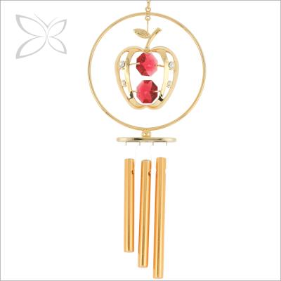 China Folk Art Crystocraft Crystals Metal Wind Chime Cute Gold Plated Apple Home Decoration for sale