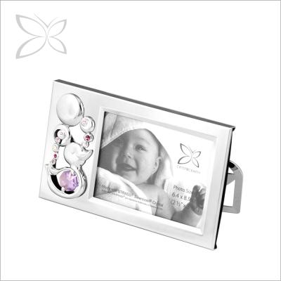 China Crystocraft Chrome Metal Dish Duckling with Shiny Cut Crystals Metal Picture Frame Holder for Baby for sale