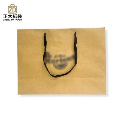 China Eco - Friendly Recycled Kraft Carrier With Custom V Shape Rope Shopping Bags for sale