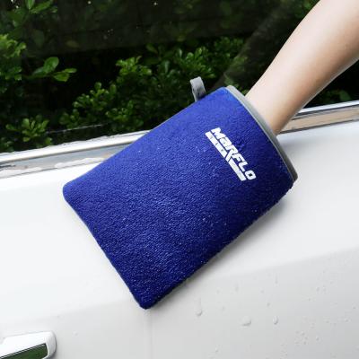 China Blue Custom Synthetic Clay Mitt Clay Bar Wash Mitt For Auto Care Blister Packaged for sale