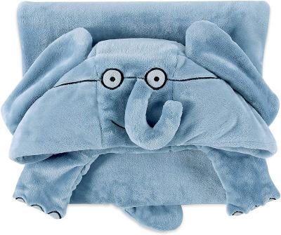 China Mo Willems VelvetLoft Cozy Plush Hooded Throw PORTABLE Throw Blanket, Gerald Elephant, 36