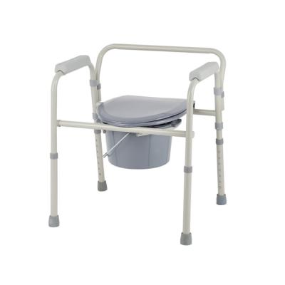 China Toilet Commode Toilet Chair for Elder Hospital Folding Potty Chair Commode Folding Steel Toilet Chair for Elderly and Disabled and Adults for sale